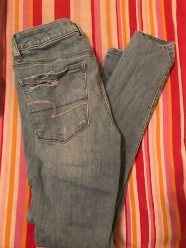 american eagle distressed destroyed jean jeggings size 8 regular super stretch  Best Clothing Deals